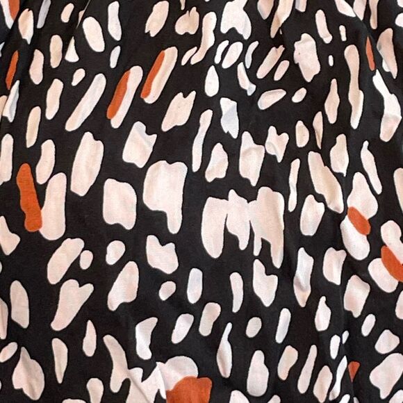 Shein Halter Mini Dress‎ Black White Orange Brush Stokes Print Ruffle Sleeveless - Picture 6 of 6